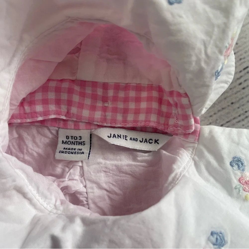 Janie and Jack Girls Pink Gingham Baby Dress and Bloomers Set Size 0-3 months